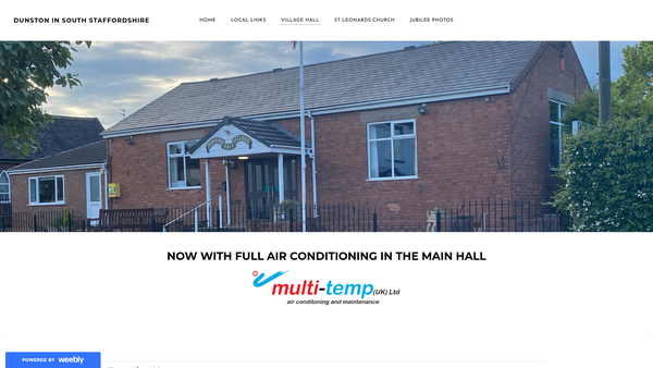Screenshot of the Dunston Village Hall website