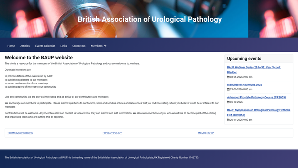 Screenshot of the British Isles Association Of Urological Pathologists website