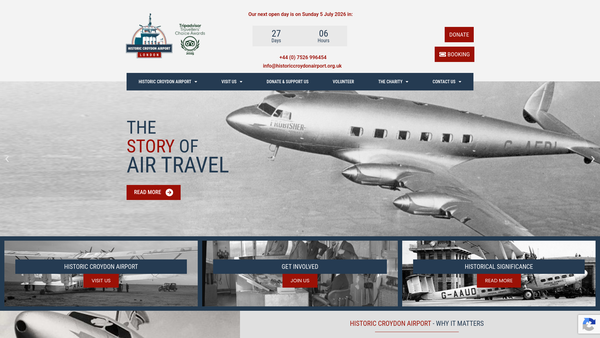 Screenshot of the Historic Croydon Airport Trust website