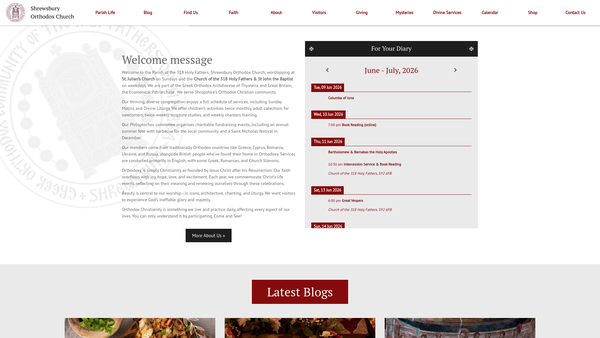 Screenshot of the Shrewsbury Orthodox Church website
