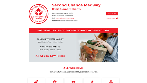 Screenshot of the Second Chance Charity website