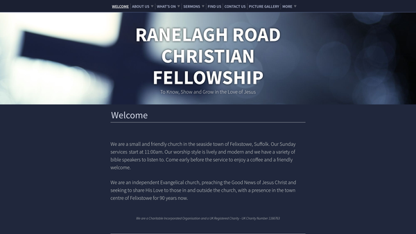 Screenshot of the Ranelagh Road Christian Fellowship website