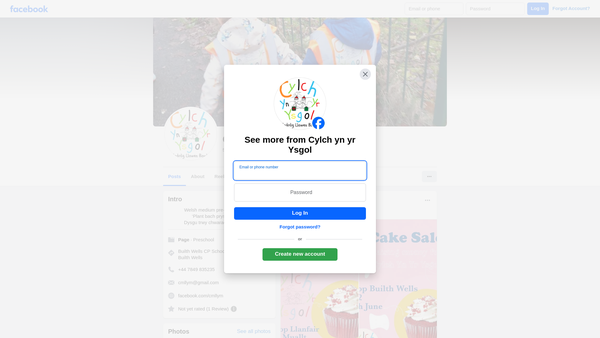 Screenshot of the Cylch Yn Yr Ysgol website