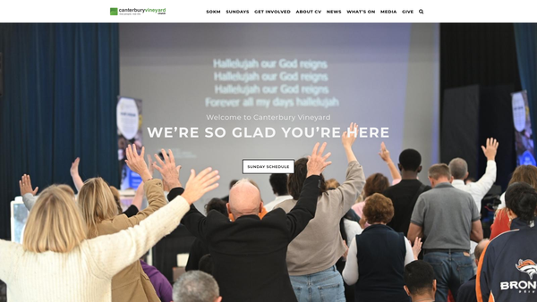 Screenshot of the Canterbury Vineyard Church website