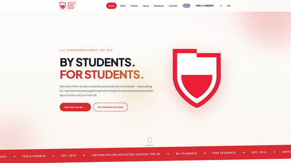 Screenshot of the The Federation Of Polish Student Societies In The United Kingdom website