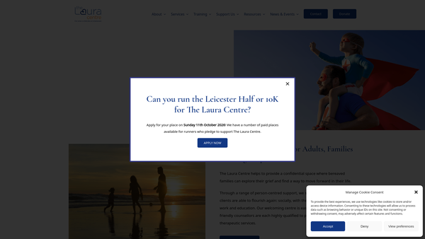 Screenshot of the The Laura Centre website