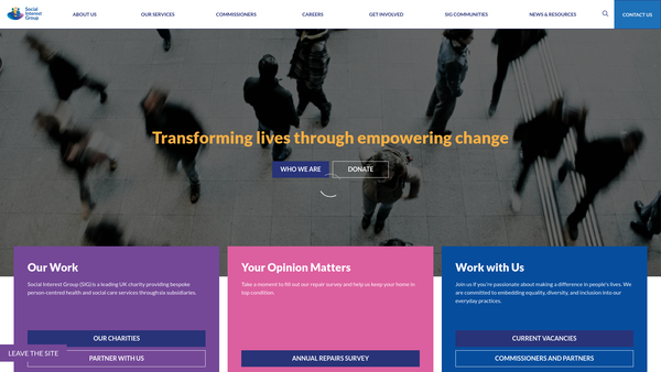 Screenshot of the SIG Housing Trust website