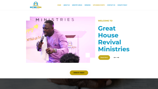 Screenshot of the Great House Revival Ministries website
