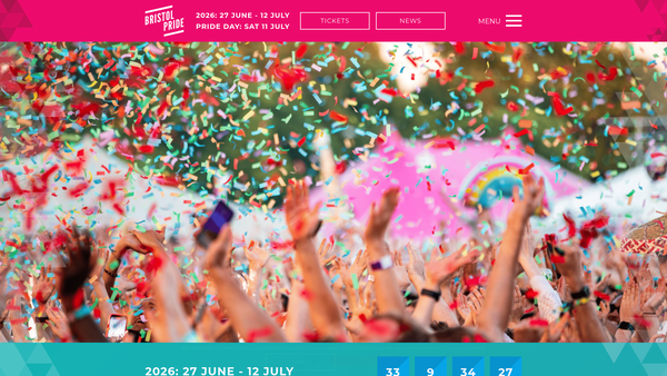 Screenshot of the Bristol Pride website