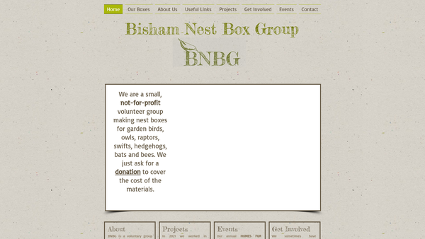 Screenshot of the Bisham Nest Box Group website