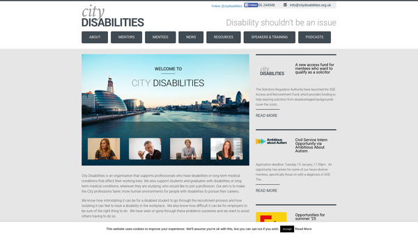 Screenshot of the City Disabilities website