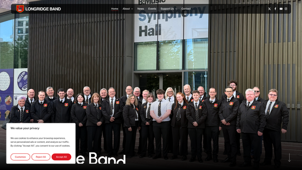 Screenshot of the The Longridge Band website