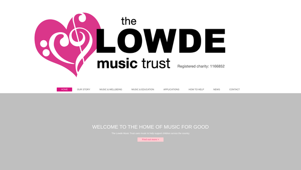 Screenshot of the The Lowde Music Trust Limited website