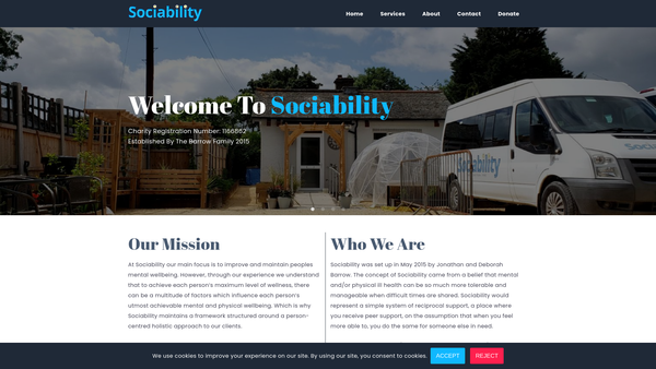 Screenshot of the Sociability website