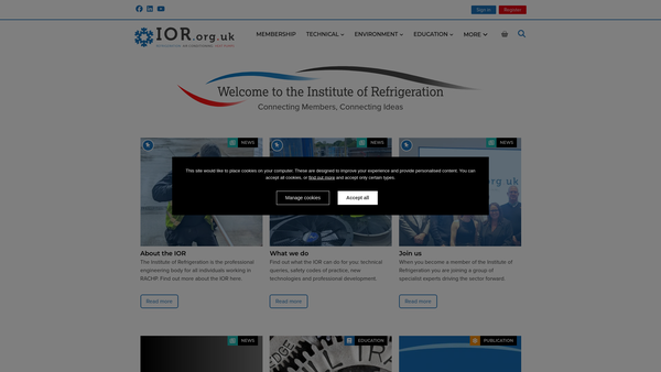 Screenshot of the The Institute Of Refrigeration website