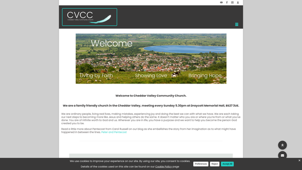 Screenshot of the Cheddar Valley Community Church website