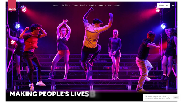 Screenshot of the Awen Cultural Trust website