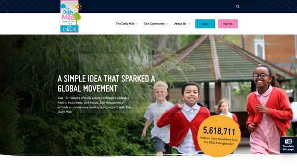 Screenshot of the The Daily Mile Foundation website