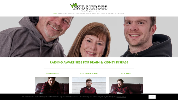 Screenshot of the Bk's Heroes website
