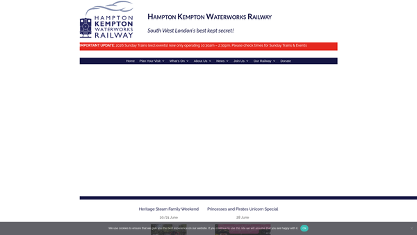Screenshot of the Hampton & Kempton Waterworks Railway Limited website