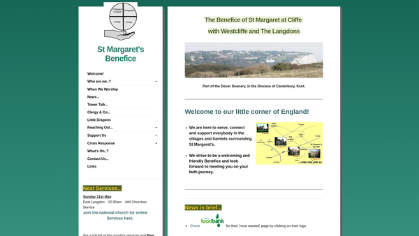 Screenshot of the St. Margaret's At Cliffe Parochial Church Council website