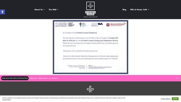 Screenshot of the St Peter's House Chaplaincy website