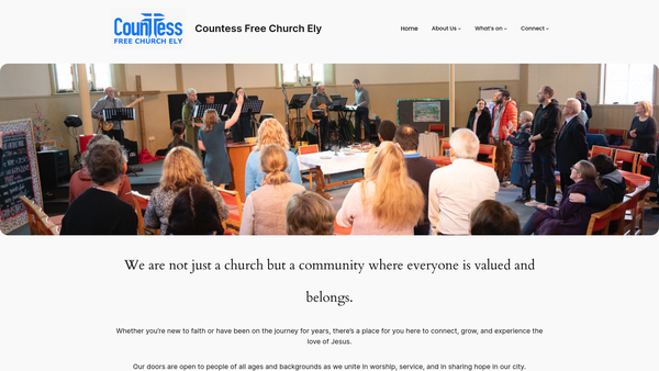 Screenshot of the Countess Free Church, Ely website