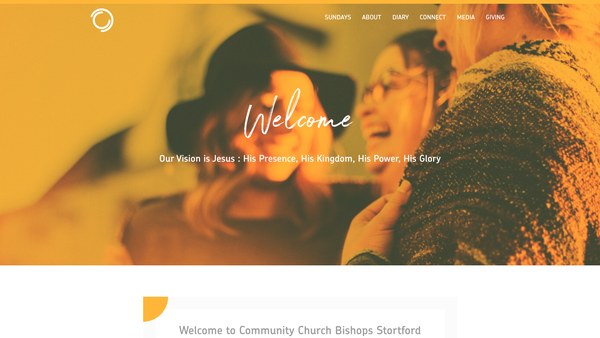 Screenshot of the Community Church Bishop's Stortford website