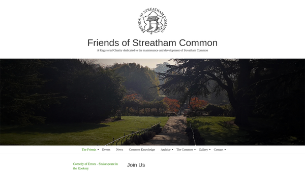 Screenshot of the The Friends Of Streatham Common website