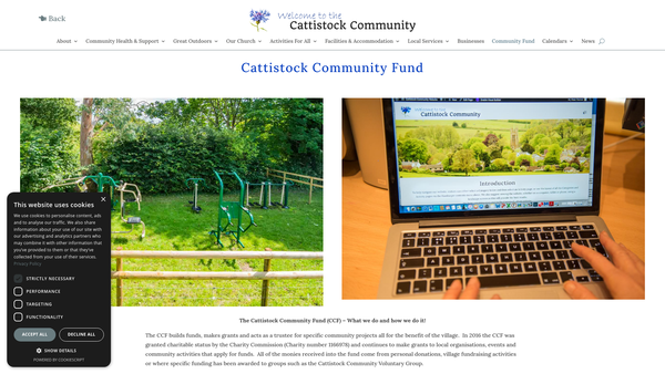 Screenshot of the Cattistock Community Fund website