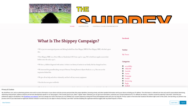 Screenshot of the The Shippey Campaign website