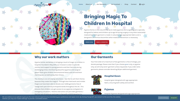 Screenshot of the Pyjama Fairies website