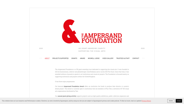 Screenshot of the The Ampersand Foundation website