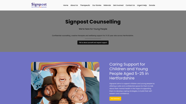 Screenshot of the Signpost website