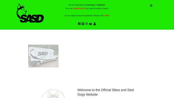 Screenshot of the Sibes And Sled Dogs Husky Welfare Limited website