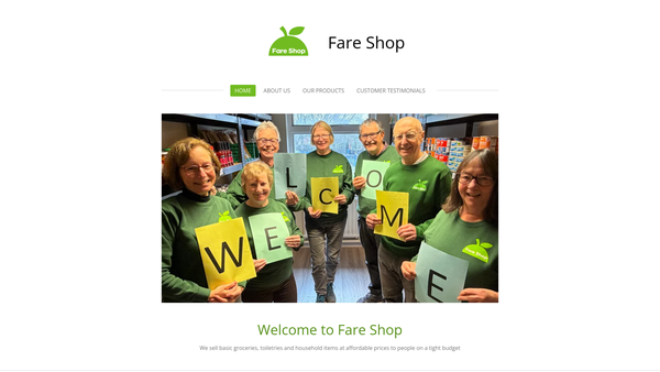 Screenshot of the Fare Shop website