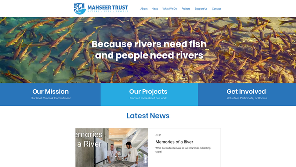Screenshot of the The Mahseer Trust website