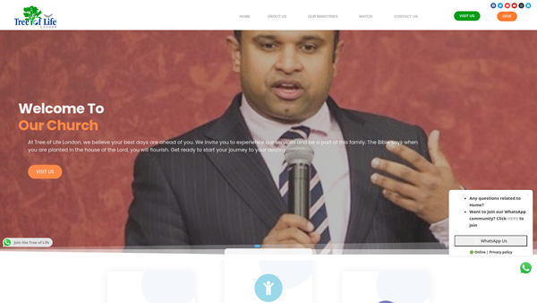 Screenshot of the Tree of Life Ministries. website