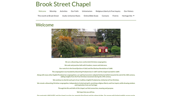 Screenshot of the Brook Street Unitarian Chapel website
