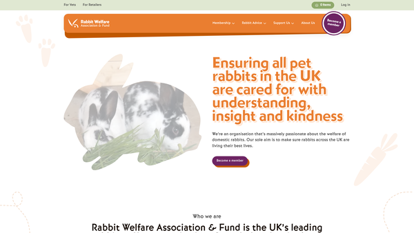 Screenshot of the Rabbit Welfare Fund website