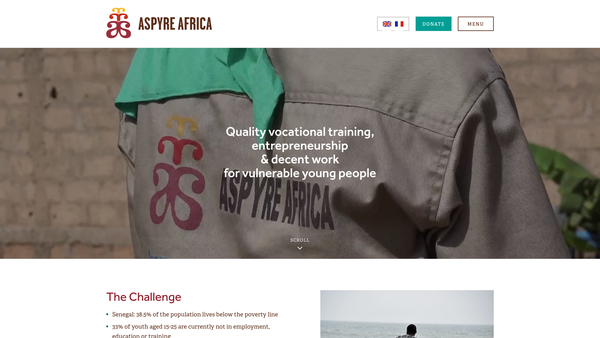 Screenshot of the Aspyre Africa website