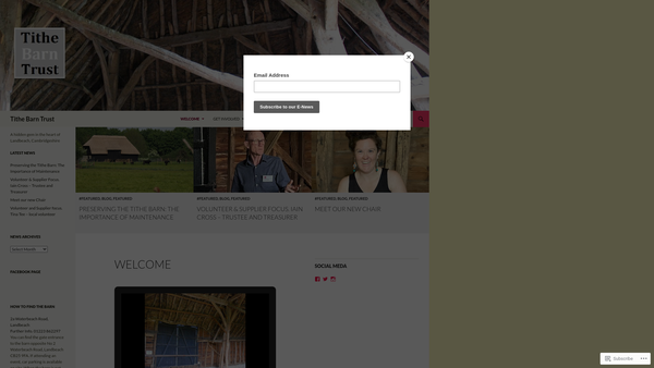 Screenshot of the Tithe Barn Trust website