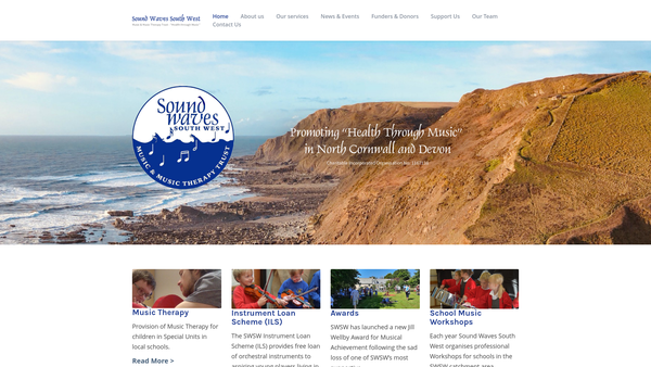 Screenshot of the Sound Waves South West Music And Music Therapy Trust website