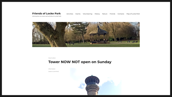 Screenshot of the Friends Of Locke Park website