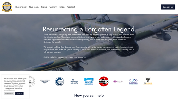 Screenshot of the Hawker Typhoon Preservation Group website