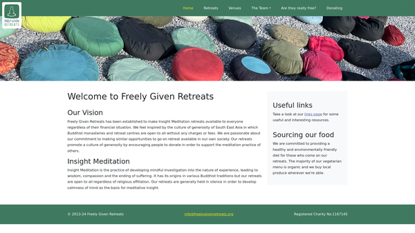 Screenshot of the Freely Given Retreats website