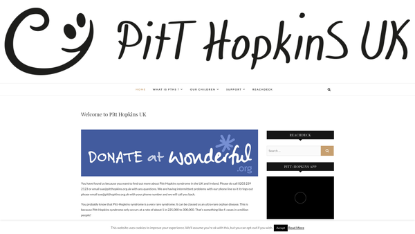 Screenshot of the Pitt Hopkins UK website