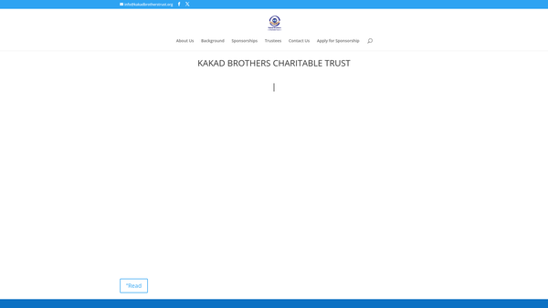 Screenshot of the The Kakad Brothers Charitable Foundation website
