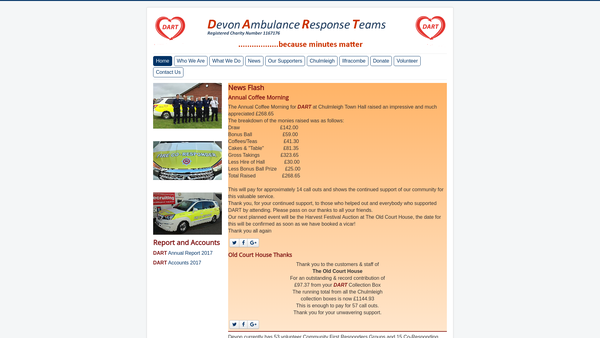 Screenshot of the Devon Ambulance Response Teams website