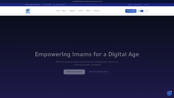 Screenshot of the Imam website